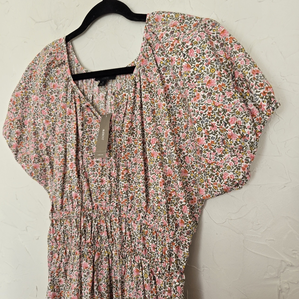 NEW J. Crew Floral Cinched Waist Puff Sleeve Dress - Picture 5 of 14